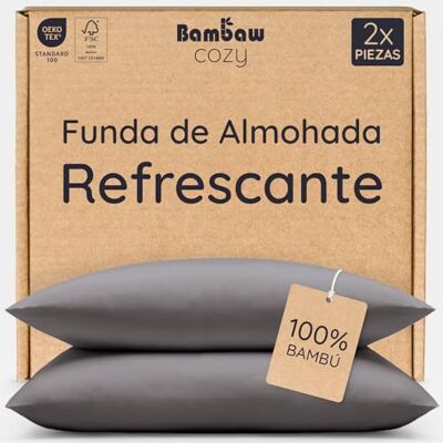 Bambaw Fronha Almofada 40x80 cm Bambu, Pack de 2, Fronha Almofada Anticalor, Fronhas Frio para Verão e Inverno, Fronhas Termorreguladoras Sustentáveis, Fronhas Bambu Suave (Cinza Escuro) Bambaw Fronha Almofada 40x80 cm Bambu, Pack de 2, Fronha Almofada Anticalor, Fronhas Frio para Verão e Inverno, Fronhas Termorreguladoras Sustentáveis, Fronhas Bambu Suave (Cinza Escuro)