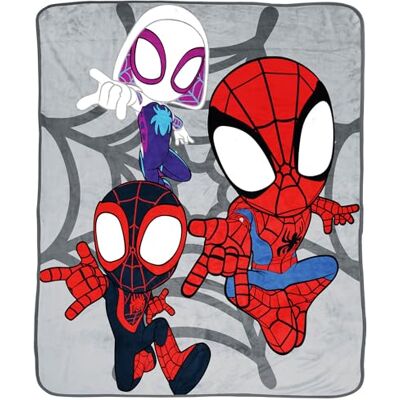 Jay Franco Cobertor grosso de crianças de forro polar 130 x 150 cm para cama ou sofá de Homem-Aranha e seus amigos Jay Franco Cobertor grosso de crianças de forro polar 130 x 150 cm para cama ou sofá de Homem-Aranha e seus amigos