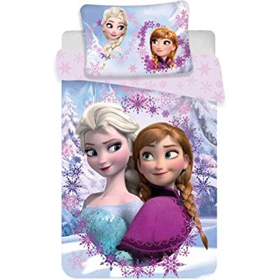 Disney Frozen Anna Elsa Conjunto de lençóis para cama de solteiro, composto por 140 x 200 cm e fronha de almofada, original, roupa de cama Disney Frozen Anna Elsa Conjunto de lençóis para cama de solteiro, composto por 140 x 200 cm e fronha de almofada, original, roupa de cama