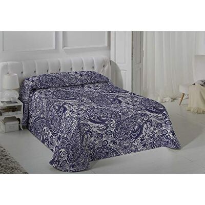 VIALMAN Colcha Bouti leve Sofia 29 com design de caxemira para cama de solteiro de 105 cm, colcha de caxemira 105, colcha de paisley 200 x 270 cm, azul-marinho VIALMAN Colcha Bouti leve Sofia 29 com design de caxemira para cama de solteiro de 105 cm, colcha de caxemira 105, colcha de paisley 200 x 270 cm, azul-marinho