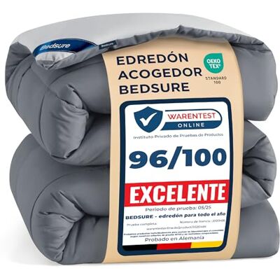 Bedsure Edredão Cama 105 Entretempo Enchimento Nórdico 200x200 cm de 300 gr/m² para Cama 105x190, Edredões Outono e Primavera, Fibra Macia e Cinza Bedsure Edredão Cama 105 Entretempo Enchimento Nórdico 200x200 cm de 300 gr/m² para Cama 105x190, Edredões Outono e Primavera, Fibra Macia e Cinza