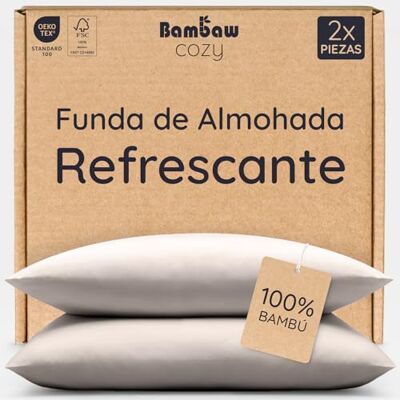 Bambaw Fronhas de Almofada 65x65 cm Bambu, Pack de 2, Lençóis Refrigerantes para Todo o Ano, Bambu Lençóis Anti-ácaros e Antiacne, Fronha de Almofada Antibacteriana, Certificado Oeko-Tex (Areia) Bambaw Fronhas de Almofada 65x65 cm Bambu, Pack de 2, Lençóis Refrigerantes para Todo o Ano, Bambu Lençóis Anti-ácaros e Antiacne, Fronha de Almofada Antibacteriana, Certificado Oeko-Tex (Areia)