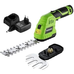 WORKPRO 12V Tesouras Corta-Césped e Arregla-Sebes 2 em 1, Corta-Sebes Elétrico para Césped e Arbustos com 2 Lâminas, Bateria e Carregador, Tesoura Arregla-Sebes Largura de Corte 12,5 cm Jardinagem WORKPRO 12V Tesouras Corta-Césped e Arregla-Sebes 2 em 1, Corta-Sebes Elétrico para Césped e Arbustos com 2 Lâminas, Bateria e Carregador, Tesoura Arregla-Sebes Largura de Corte 12,5 cm Jardinagem