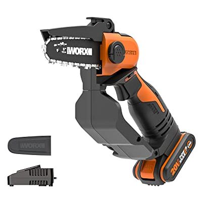 WORX Mini serra de corrente para poda 20 V, PowerShare, inclui 1 Serra de podar com uma mão, 20 V, 12 cm de comprimento e leve WORX Mini serra de corrente para poda 20 V, PowerShare, inclui 1 Serra de podar com uma mão, 20 V, 12 cm de comprimento e leve