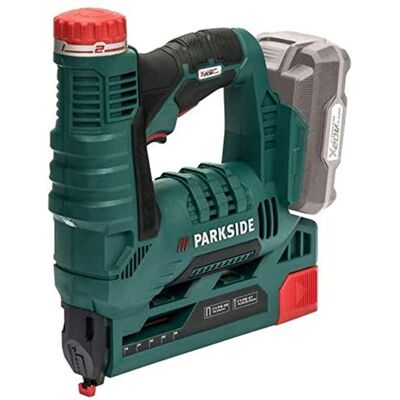 Parkside ® Agrafador sem fios PAT 20-Li A1, com aderência suave antiderrapante, luz LED integrada (sem bateria) X-20-V Team Serie Parkside ® Agrafador sem fios PAT 20-Li A1, com aderência suave antiderrapante, luz LED integrada (sem bateria) X-20-V Team Serie