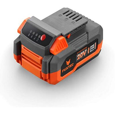 FUXTEC Bateria de iões de lítio 4 Ah 20 V E1B4AH adequada para todas as ferramentas e aparelhos de jardinagem 20 volts tempo de carregamento 120 minutos. FUXTEC Bateria de iões de lítio 4 Ah 20 V E1B4AH adequada para todas as ferramentas e aparelhos de jardinagem 20 volts tempo de carregamento 120 minutos.