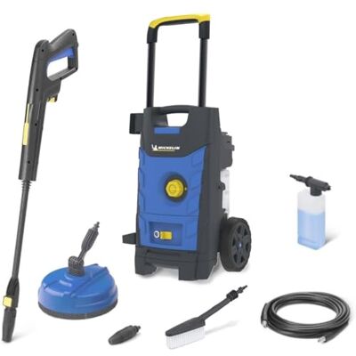 Michelin Hidrolimpiadora Alta Pressão para Automóveis e Superfícies Externas com Limpador de Superfícies e Escova Fixa Pressão máx. 140 Bar Caudal máx. 460 l/h Consumo 1900 W Michelin Hidrolimpiadora Alta Pressão para Automóveis e Superfícies Externas com Limpador de Superfícies e Escova Fixa Pressão máx. 140 Bar Caudal máx. 460 l/h Consumo 1900 W