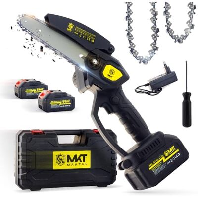 MAKTUL Mini serra elétrica 6''/15 cm, 8000 mAh (2 baterias 4000 mAh 20 V), serra elétrica cortar podar árvores de jardim, serra de mão com acessórios ferramenta de jardinagem, triturador de madeira MAKTUL Mini serra elétrica 6''/15 cm, 8000 mAh (2 baterias 4000 mAh 20 V), serra elétrica cortar podar árvores de jardim, serra de mão com acessórios ferramenta de jardinagem, triturador de madeira