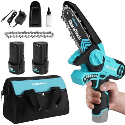 DURATECH 12 V Mini serra sem cabo, serra pequena à bateria com 2 baterias e carregador inclui bloqueio de segurança, serra elétrica sem fios para árvores, ramos DURATECH 12 V Mini serra sem cabo, serra pequena à bateria com 2 baterias e carregador inclui bloqueio de segurança, serra elétrica sem fios para árvores, ramos
