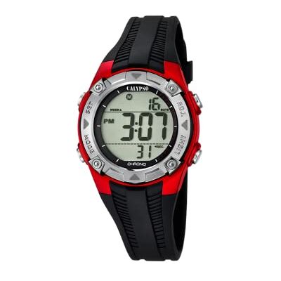 Calypso Relógio Infantil K5685 Digital Crush Caixa de Borracha Multi Bracelete de Borracha, Vermelho, tira Calypso Relógio Infantil K5685 Digital Crush Caixa de Borracha Multi Bracelete de Borracha, Vermelho, tira