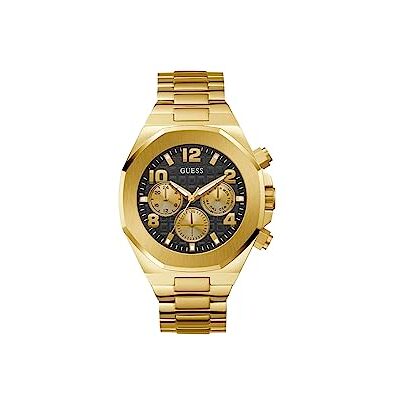 GUESS Men's 46mm Watch Black Strap Black Dial Two-Tone Case GUESS Men's 46mm Watch Black Strap Black Dial Two-Tone Case