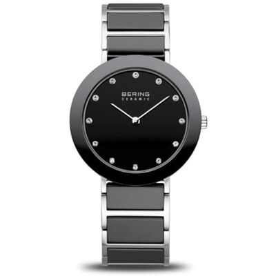 BERING 11435 Relógio de quartzo para mulher com caixa de aço inoxidável de 35 mm e mostrador, correia milanesa, cristal de safira e resistente à água de 5 ATM, Preto/Multicolorido, BERING 11435 Relógio de quartzo para mulher com caixa de aço inoxidável de 35 mm e mostrador, correia milanesa, cristal de safira e resistente à água de 5 ATM, Preto/Multicolorido,