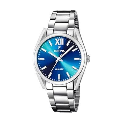 Festina Relógio feminino analógico de aço inoxidável 316 l prateado Festina Relógio feminino analógico de aço inoxidável 316 l prateado