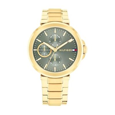 Tommy Hilfiger Relógio analógico de quartzo multifuncional para mulher com correia em aço inoxidável, Verde, pulseira Tommy Hilfiger Relógio analógico de quartzo multifuncional para mulher com correia em aço inoxidável, Verde, pulseira