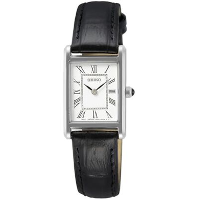 Seiko Relógio de Quartzo para Mulher, Inox, Pulseira de Couro, Prata, S Seiko Relógio de Quartzo para Mulher, Inox, Pulseira de Couro, Prata, S