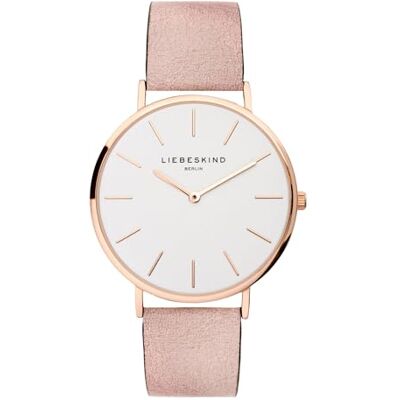 Liebeskind Berlin Relógio de pulso para mulher, caixa redonda de 38 mm, relógio de quartzo com correia de couro, 5 ATM resistente à água, adequado para o dia a dia e elegante, Rosa-ip ouro rosa, Ouro Liebeskind Berlin Relógio de pulso para mulher, caixa redonda de 38 mm, relógio de quartzo com correia de couro, 5 ATM resistente à água, adequado para o dia a dia e elegante, Rosa-ip ouro rosa, Ouro