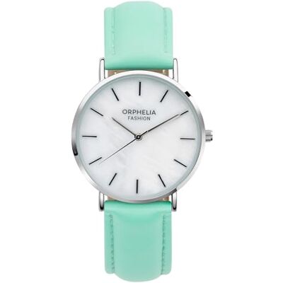 ORPHELIA Fashion relógio de pulso feminino analógico pérola com correia em couro, verde, Correia ORPHELIA Fashion relógio de pulso feminino analógico pérola com correia em couro, verde, Correia