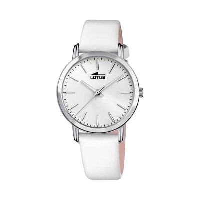 Lotus Relógio Analógico de Couro para Mulher Movimento de Quartzo Cristal Mineral de Alta Resistência Resistente à Água 5 ATM Elegante, Clássico e Vintage 18738 Minimalista para Ela, Branco Lotus Relógio Analógico de Couro para Mulher Movimento de Quartzo Cristal Mineral de Alta Resistência Resistente à Água 5 ATM Elegante, Clássico e Vintage 18738 Minimalista para Ela, Branco