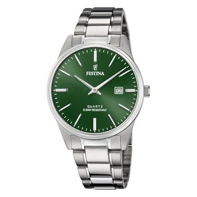 Festina Relógio masculino analógico de aço inoxidável 316 l prateado Festina Relógio masculino analógico de aço inoxidável 316 l prateado