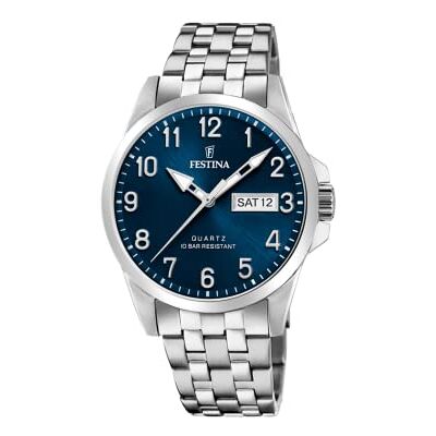 Festina Relógio masculino analógico de aço inoxidável 316 l prateado Festina Relógio masculino analógico de aço inoxidável 316 l prateado