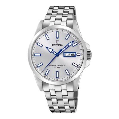 Festina Relógio masculino analógico de aço inoxidável 316 l prateado Festina Relógio masculino analógico de aço inoxidável 316 l prateado