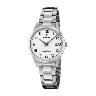 Festina Relógio feminino analógico de aço inoxidável 316 l prateado Festina Relógio feminino analógico de aço inoxidável 316 l prateado