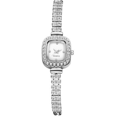 JewelryWe Relógio quadrado analógico mulher: Relógio de pulso de imitação de diamantes quartzo pequeno correia de corrente liga para presente JewelryWe Relógio quadrado analógico mulher: Relógio de pulso de imitação de diamantes quartzo pequeno correia de corrente liga para presente