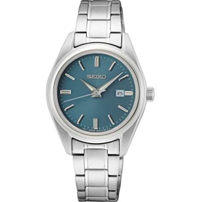 Seiko Relógio Analógico de Quartzo para Mulher com Pulseira de Aço Inoxidável SUR633P1, Prata, Clássico Seiko Relógio Analógico de Quartzo para Mulher com Pulseira de Aço Inoxidável SUR633P1, Prata, Clássico