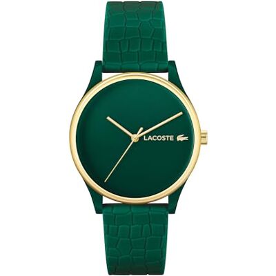 Lacoste Relógio Analógico de Quartzo para Mulher Coleção Crocodelle com Pulseira em Silicone, verde, Correia Lacoste Relógio Analógico de Quartzo para Mulher Coleção Crocodelle com Pulseira em Silicone, verde, Correia