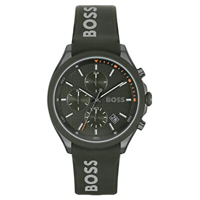Boss Relógio cronógrafo de quartzo para homem coleção Velocity com correia de silicone verde azeitona Boss Relógio cronógrafo de quartzo para homem coleção Velocity com correia de silicone verde azeitona