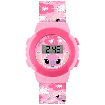 Disney Lilo e Stitch Angel relógio digital de quartzo com correia de silicone tropical rosa Disney Lilo e Stitch Angel relógio digital de quartzo com correia de silicone tropical rosa