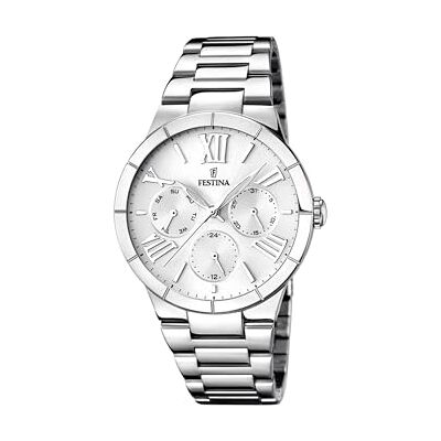 Festina Relógio feminino analógico de aço inoxidável 316 l prateado Festina Relógio feminino analógico de aço inoxidável 316 l prateado