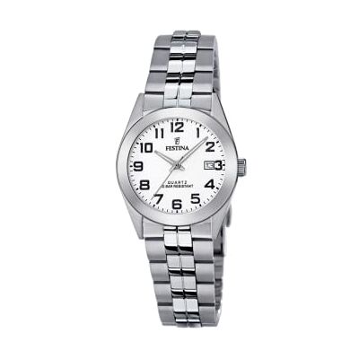 Festina Relógio feminino analógico de aço inoxidável 316 l prateado Festina Relógio feminino analógico de aço inoxidável 316 l prateado