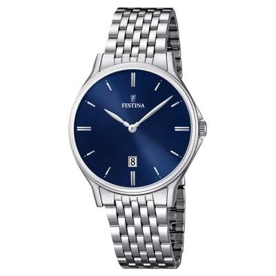 Festina Relógio masculino analógico de aço inoxidável 316 l prateado Festina Relógio masculino analógico de aço inoxidável 316 l prateado