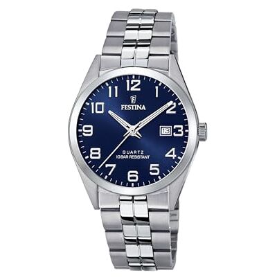 Festina Relógio masculino analógico de aço inoxidável 316 l prateado Festina Relógio masculino analógico de aço inoxidável 316 l prateado