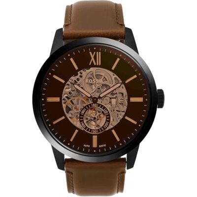 Fossil Relógio Townsman para Homem, Movimento Automático de Três Agulhas com Pulseira de Aço ou Couro, Castanho, Correia Fossil Relógio Townsman para Homem, Movimento Automático de Três Agulhas com Pulseira de Aço ou Couro, Castanho, Correia