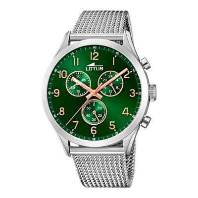 Lotus Relógio masculino analógico de aço inoxidável 316 l prateado Lotus Relógio masculino analógico de aço inoxidável 316 l prateado