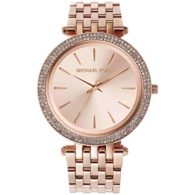 Michael Kors Relógio Darci para mulher, movimento de quartzo de três agulhas em tom ouro rosa com correia de aço inoxidável Michael Kors Relógio Darci para mulher, movimento de quartzo de três agulhas em tom ouro rosa com correia de aço inoxidável