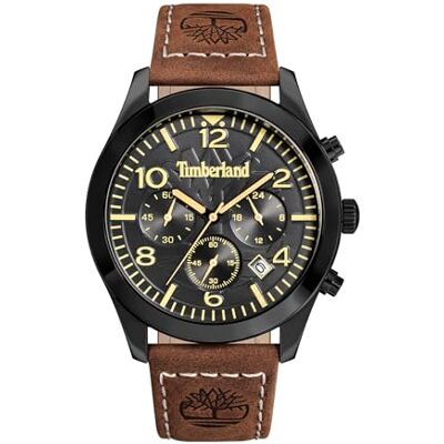 Timberland Killington Peak mostrador preto pulseira de couro castanho relógio cronógrafo para homens, 43 mm Timberland Killington Peak mostrador preto pulseira de couro castanho relógio cronógrafo para homens, 43 mm