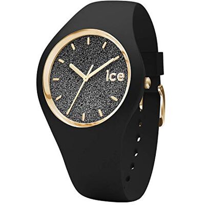 ICE-WATCH ICE glitter Black Relógio preto para mulher com correia de silicone, Preto, P (34 mm) ICE-WATCH ICE glitter Black Relógio preto para mulher com correia de silicone, Preto, P (34 mm)