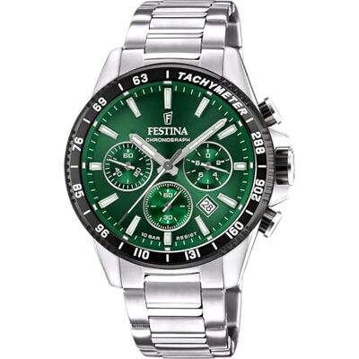 Festina Relógio Masculino Analógico de Aço Inoxidável 316l Movimento de Quartzo Cronógrafo Calendário Cristal Mineral de Alta Resistência Resistente à Água 10 ATM F20560 Timeless Chronograph Festina Relógio Masculino Analógico de Aço Inoxidável 316l Movimento de Quartzo Cronógrafo Calendário Cristal Mineral de Alta Resistência Resistente à Água 10 ATM F20560 Timeless Chronograph