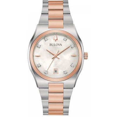 Bulova Relógio analógico digital para donna de quartzo com correia em aço inoxidável 98P199 Bulova Relógio analógico digital para donna de quartzo com correia em aço inoxidável 98P199