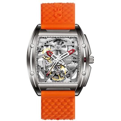 CIGA Design Relógio automático para homem Z Series relógios mecânicos de pulso tipo esqueleto e estilo Tonneau, cristal de safira, correia de couro e silicone CIGA Design Relógio automático para homem Z Series relógios mecânicos de pulso tipo esqueleto e estilo Tonneau, cristal de safira, correia de couro e silicone