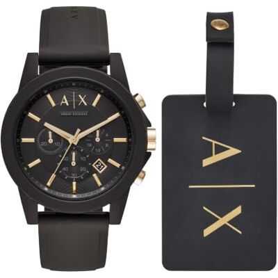 Giorgio Armani Reloj Hombre, Movimiento cronógrafo de Cuarzo y Caja de 45mm con Correa de Silicona Giorgio Armani Reloj Hombre, Movimiento cronógrafo de Cuarzo y Caja de 45mm con Correa de Silicona