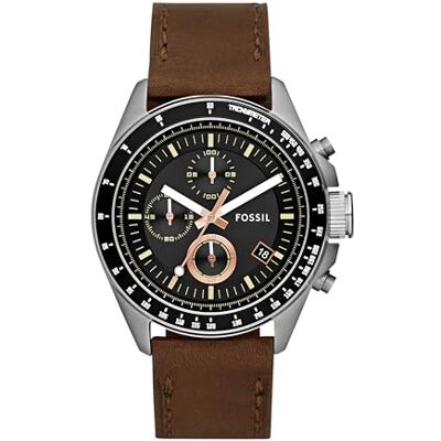 Fossil Relógio para homem Decker, movimento cronógrafo de quartzo, Castanho, 44 mm, Vintage Fossil Relógio para homem Decker, movimento cronógrafo de quartzo, Castanho, 44 mm, Vintage