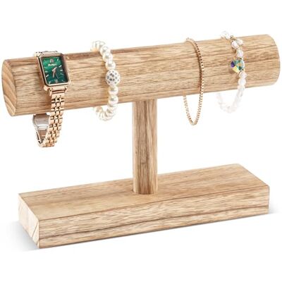 ProCase Suporte para Pulseiras, Torre Organizadora de Madeira de Joias de 1 Nível, Estante de Armazenamento para Venda para Relógios e Pulseiras Natural ProCase Suporte para Pulseiras, Torre Organizadora de Madeira de Joias de 1 Nível, Estante de Armazenamento para Venda para Relógios e Pulseiras Natural