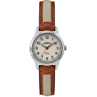 Timex Expedition Field Mini Relógio para mulher com correia de couro, Canela, Correia Timex Expedition Field Mini Relógio para mulher com correia de couro, Canela, Correia