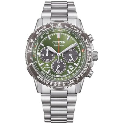 Citizen Relógio cronógrafo Eco-Drive para homem com correia de aço inoxidável Citizen Relógio cronógrafo Eco-Drive para homem com correia de aço inoxidável