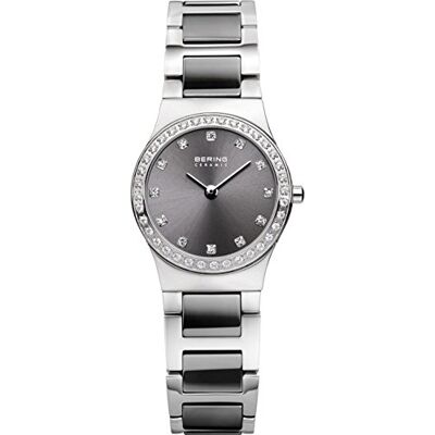 BERING 32426 Relógio de quartzo para mulher com caixa de aço inoxidável de 26 mm e mostrador, pulseira de aço inoxidável com detalhes em cerâmica, resistente à água de 5 ATM, Prata / cinza, BERING 32426 Relógio de quartzo para mulher com caixa de aço inoxidável de 26 mm e mostrador, pulseira de aço inoxidável com detalhes em cerâmica, resistente à água de 5 ATM, Prata / cinza,