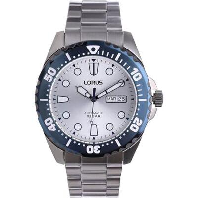 Lorus Relógio analógico automático para homem com pulseira de aço inoxidável, Prata, Tamanho único, Elegante Lorus Relógio analógico automático para homem com pulseira de aço inoxidável, Prata, Tamanho único, Elegante